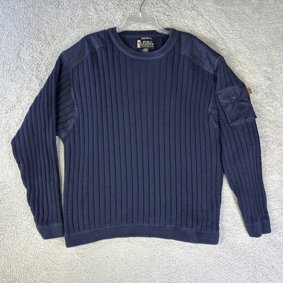 Vintage Eddie Bauer Field Sweater Mens Large Navy Blue Legend British‎ Commando - Picture 1 of 8
